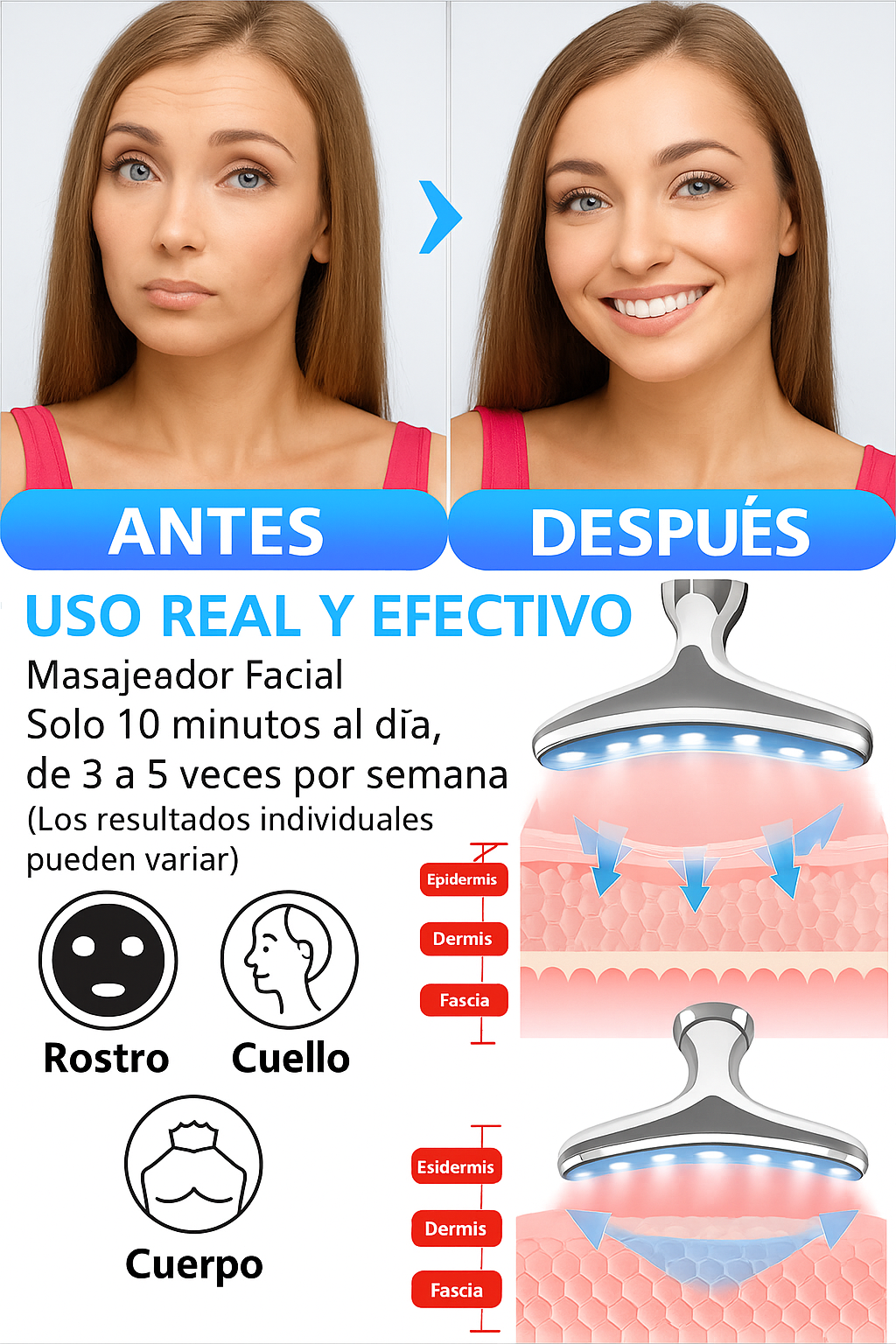✨ Masajeador Facial 3 en 1 — Rejuvenece tu piel y resalta tu belleza natural