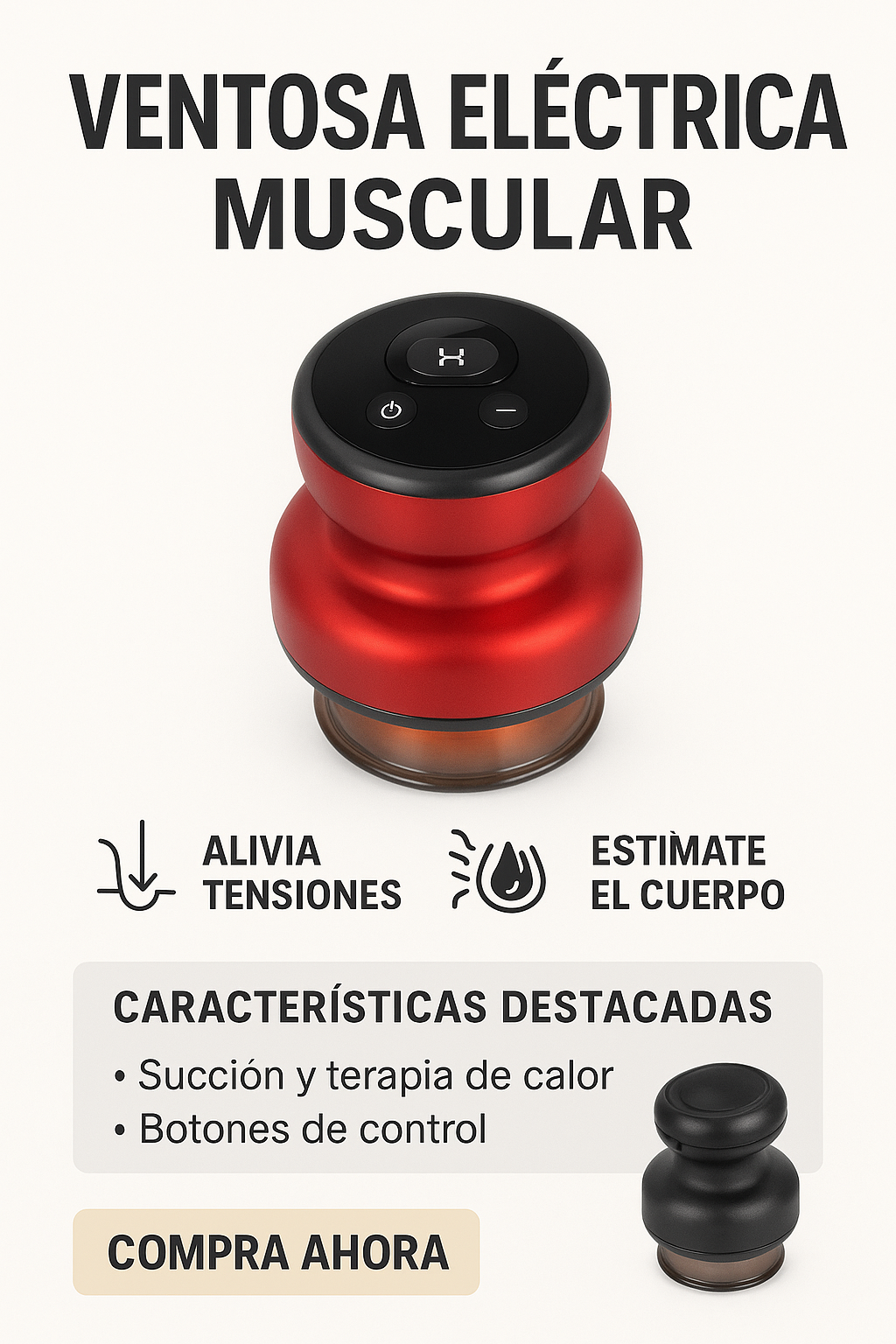 Masajeador de Ventosa Electrónica 4‑en‑1 – Alivia tensión y mejora circulación sin esfuerzo+ Gratis Aceite  de jengibre