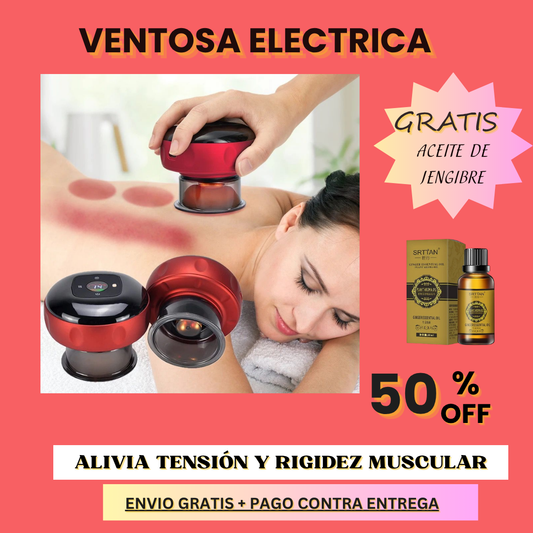 Masajeador de Ventosa Electrónica 4‑en‑1 – Alivia tensión y mejora circulación sin esfuerzo+ Gratis Aceite  de jengibre