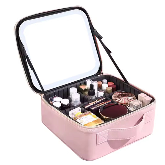 Cosmetiquera con Espejo LED Glambox Mirror® – Maquíllate con Luz Profesional Donde Estés