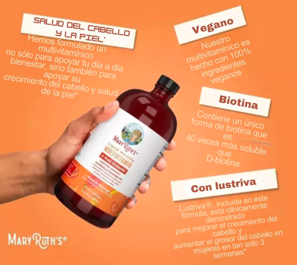 Multivitamínico Líquido MaryRuth’s   – Crecimineto de cabello, energía, piel y bienestar x 887 ml